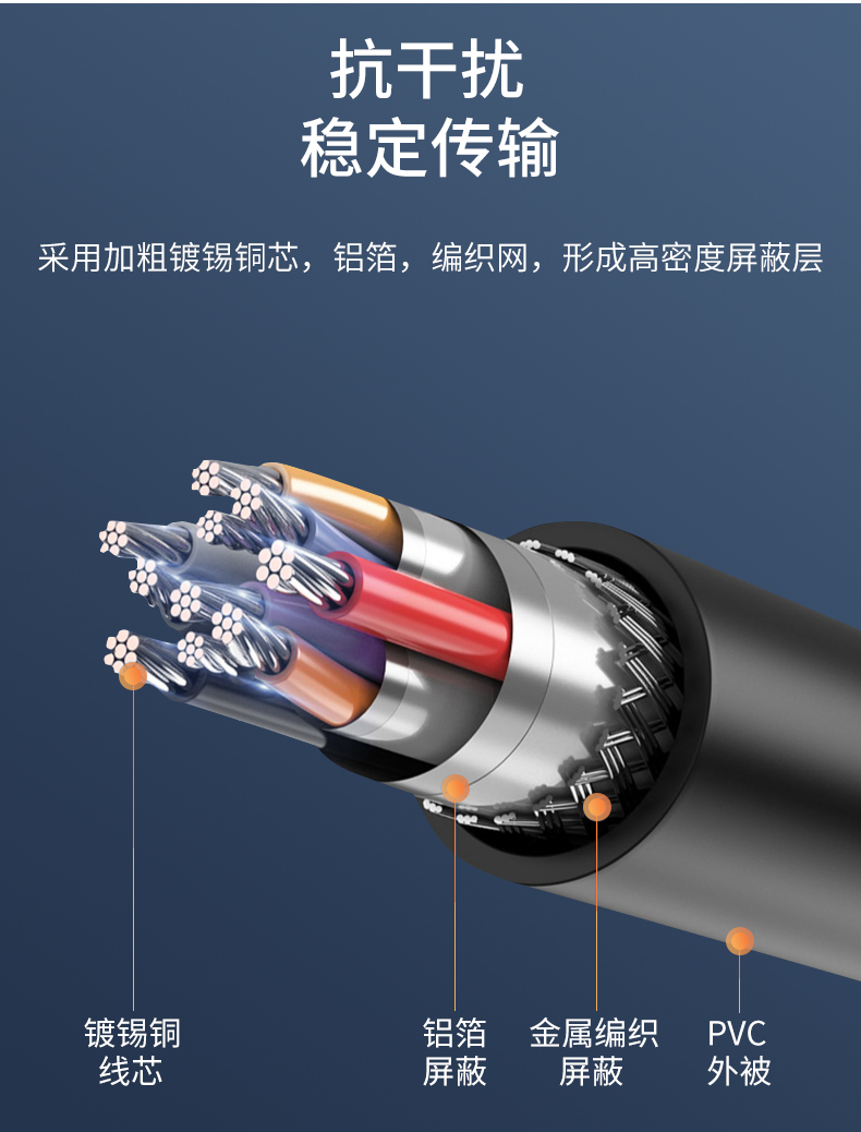 【U655】晶华USB3.0转Micro USB移动硬盘线 1米线长