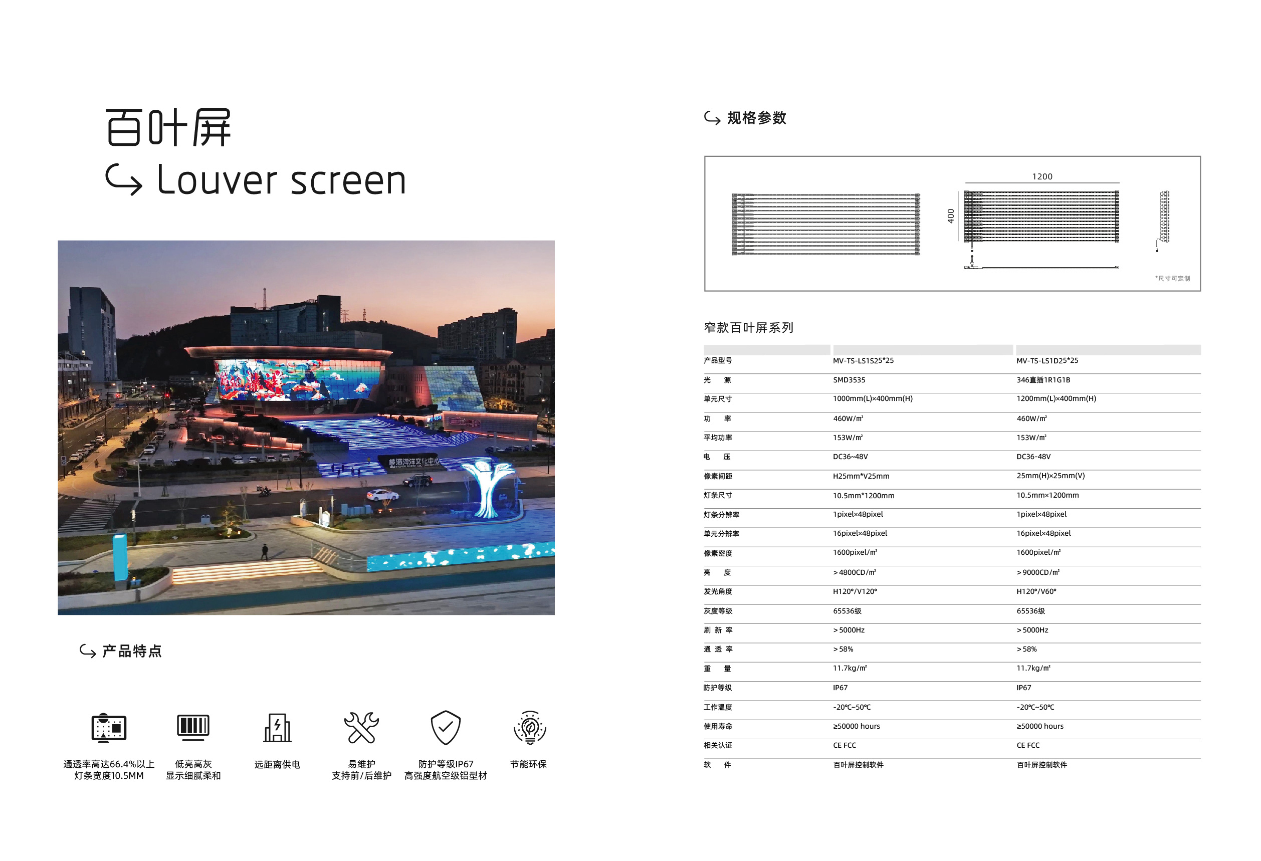 LED窄款百叶屏P25*25（SMD)