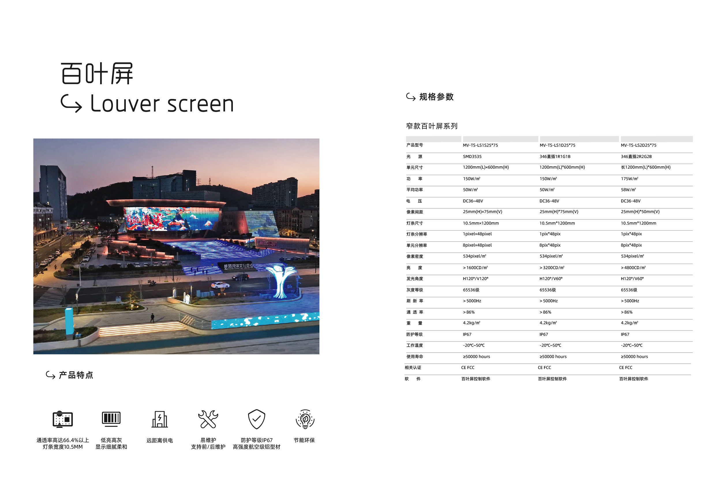 LED窄款百叶屏P25*75（SMD）