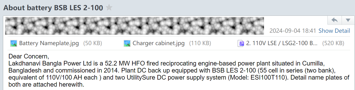 110VDC LSE2-100 Battery Bank Retire after 10-Year Service in Bangladesh