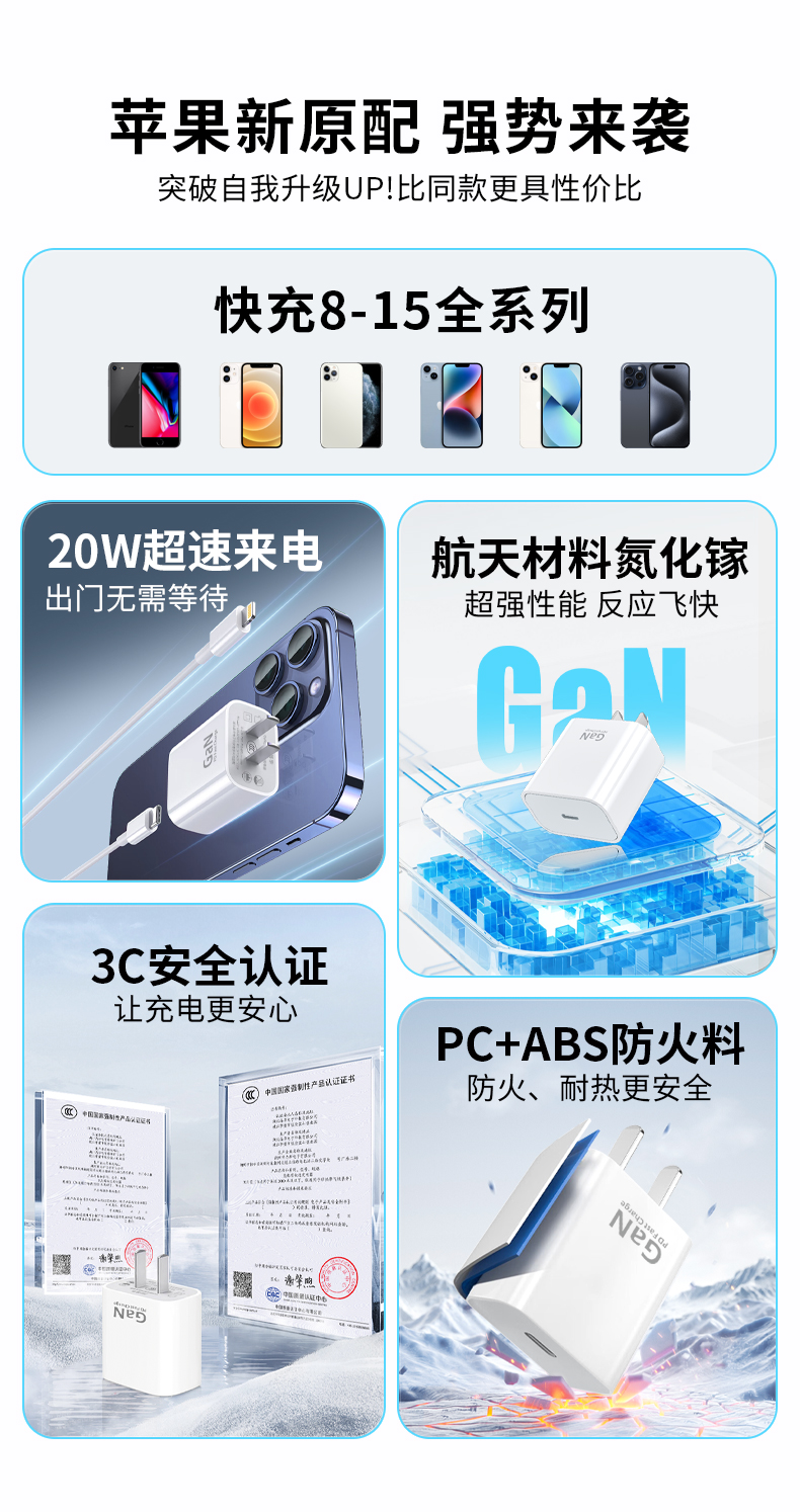 【C855】晶华手机充电器PD 20W氮化镓 单头C口