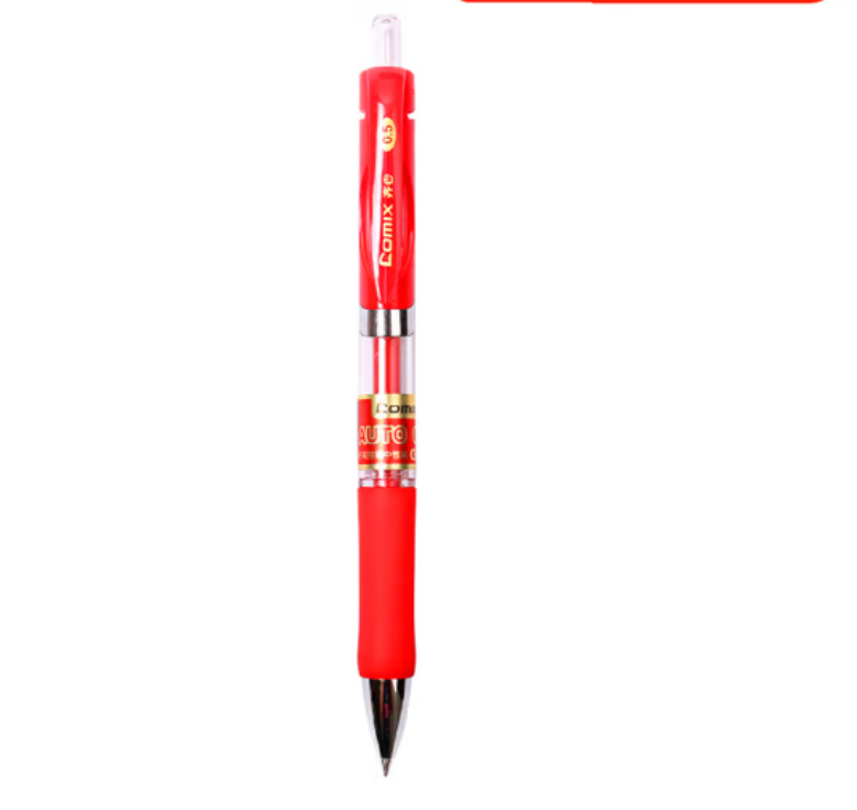 齐心K3511按动笔中性笔0.5mm （12支一盒 不拆盒）红色
