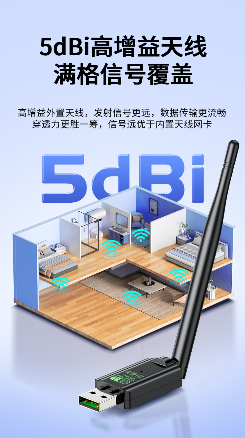 【N522】晶华USB无线网卡（300M单天线）WIFI6