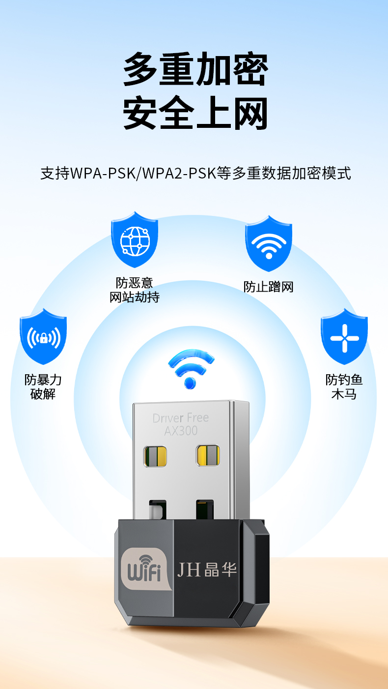 【N521】晶华USB无线网卡MINI（300M）WIFI6