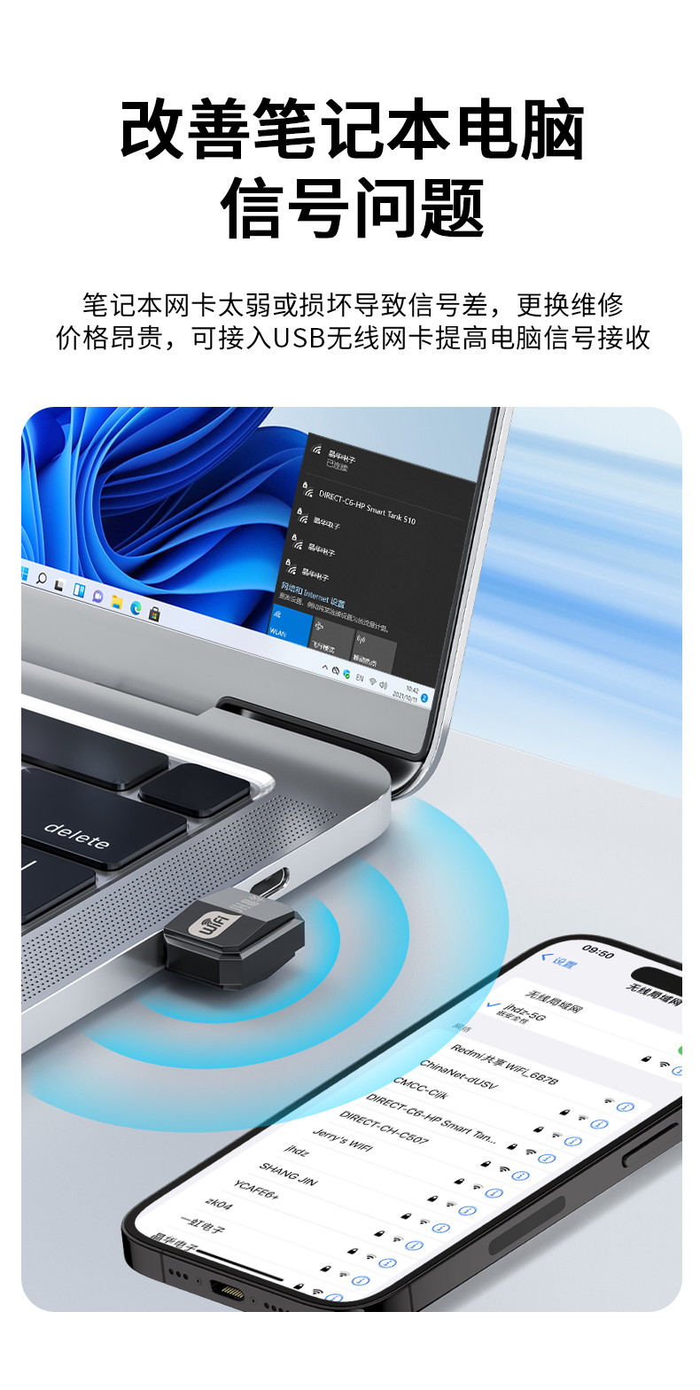 【N521】晶华USB无线网卡MINI（300M）WIFI6