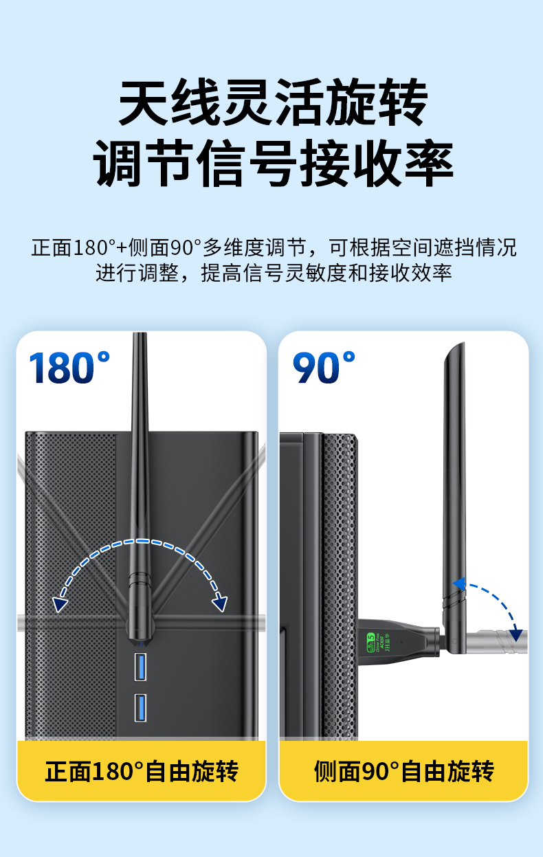 【N533】晶华USB无线网卡（650M单天线）2.4G+5G