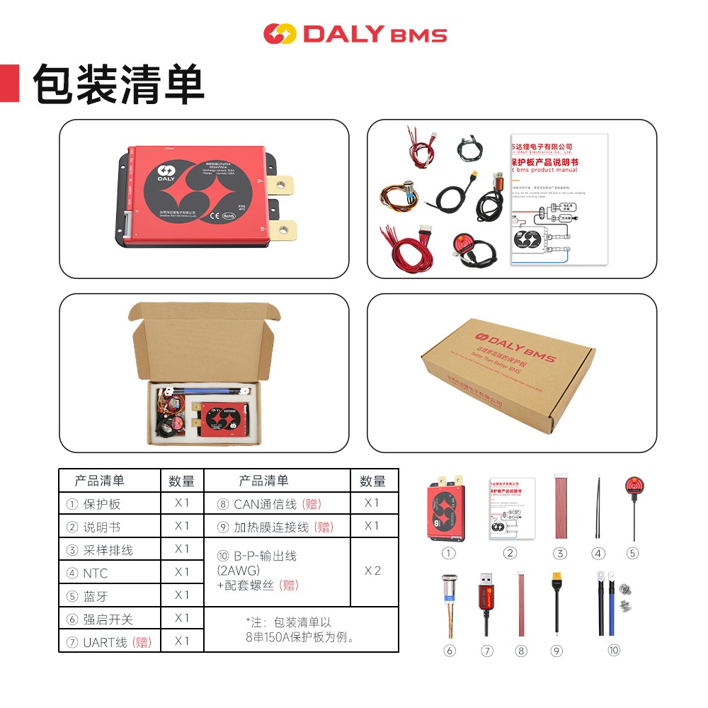 达锂BMS｜启强3代保护板｜12V/24V｜4S/8S｜100A/150A｜2000A峰值｜注胶防水｜卡车启动专用