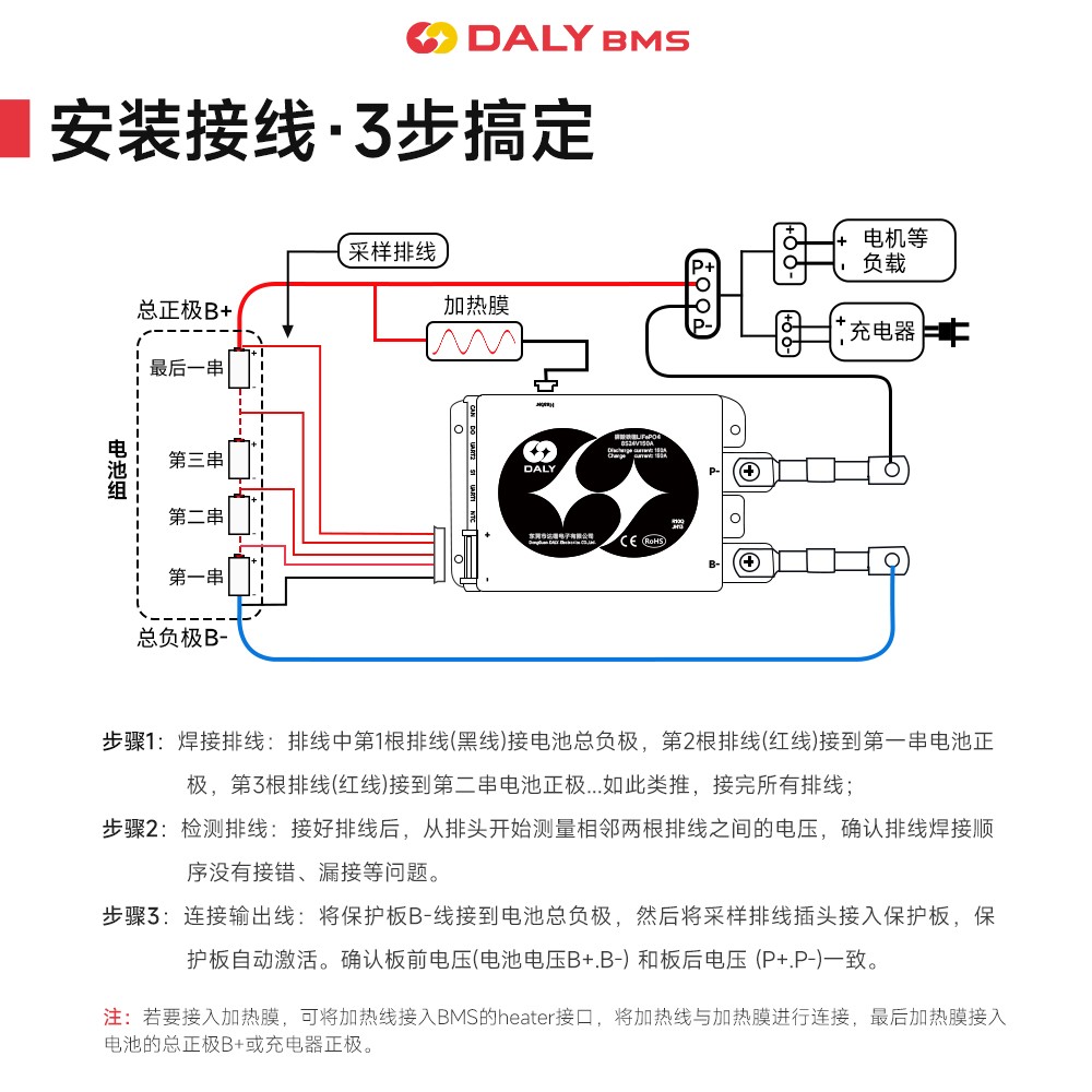达锂BMS｜启强3代保护板｜12V/24V｜4S/8S｜100A/150A｜2000A峰值｜注胶防水｜卡车启动专用