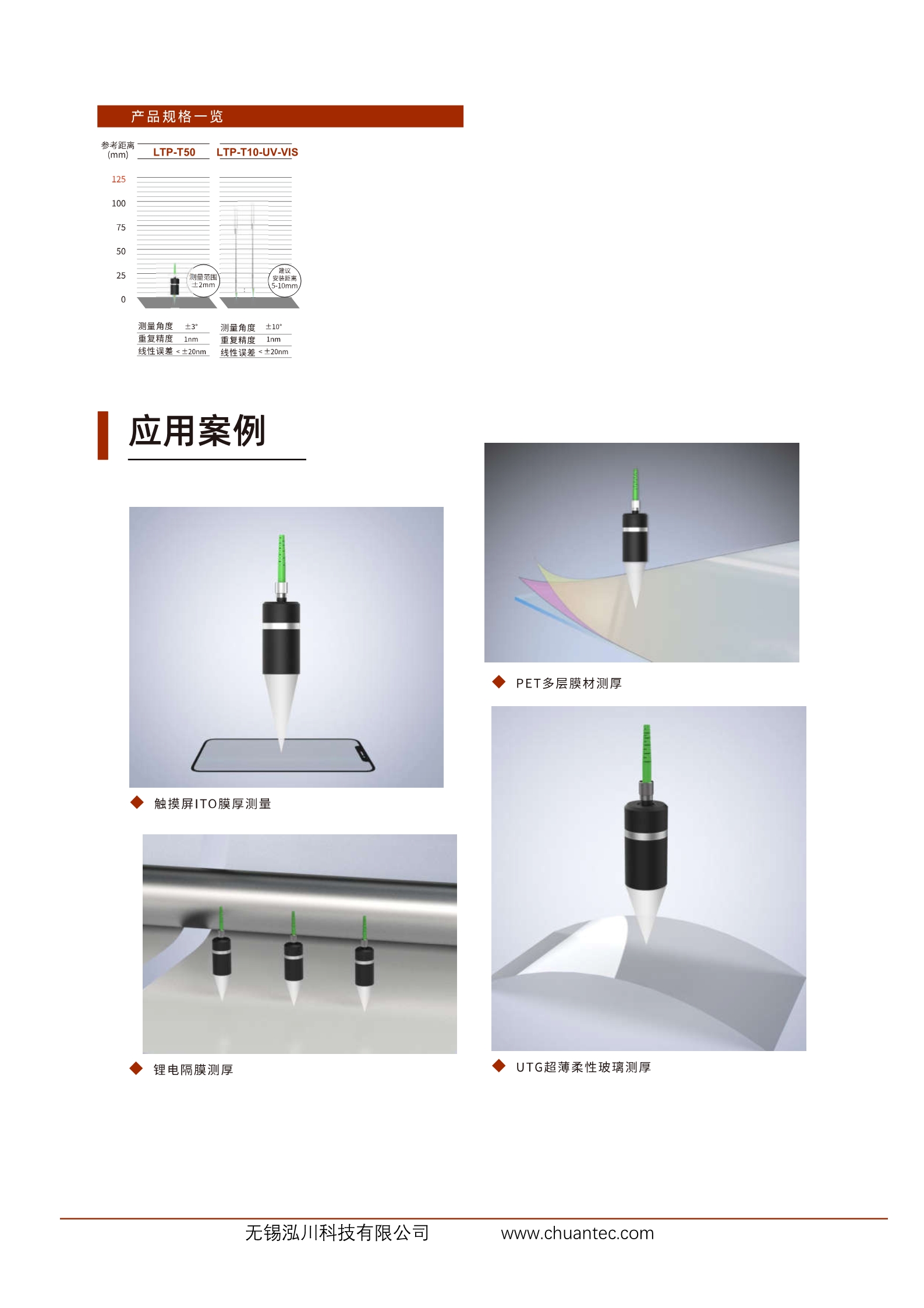 1nm重复精度的白光干涉测厚仪LTS系列，可测厚度范围1-100um