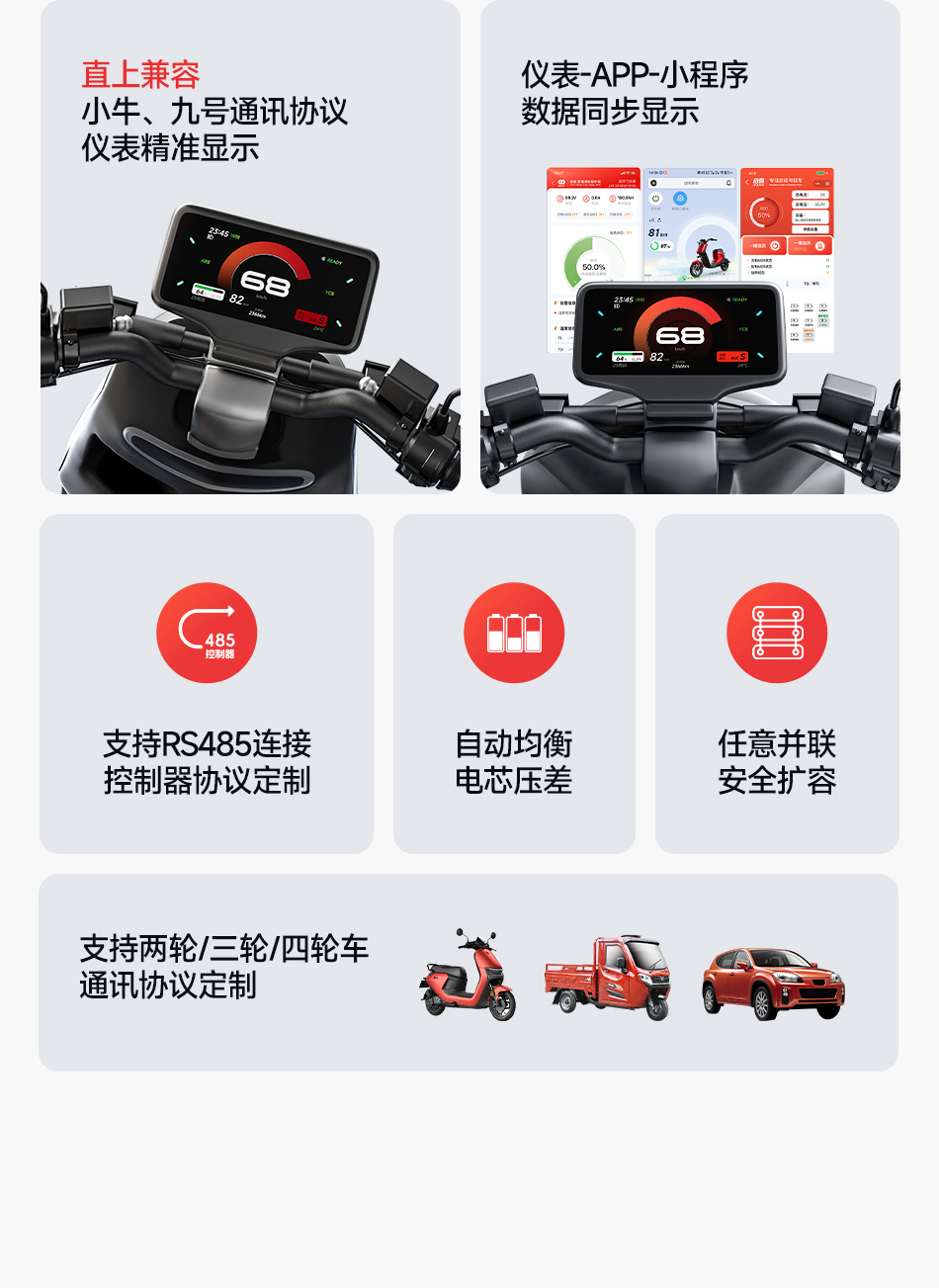 达锂BMS | Y系列智能软件小黑板 | 4~24S | 小牛/九号直上兼容 | 蓝牙APP智控+自动均衡 | 30~120A
