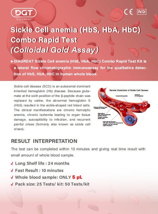 Sickle cell anemia(Hb S, Hb A, Hbc)Combo Rapid Test