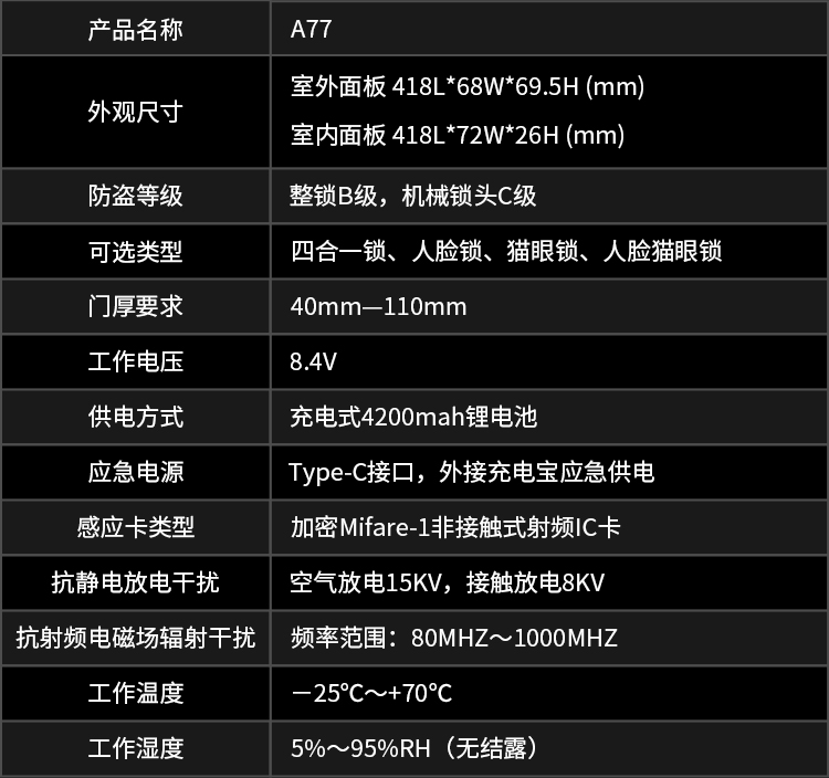 A77智能门锁