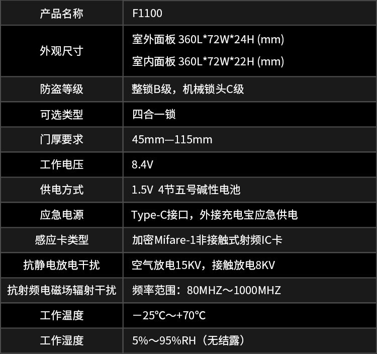 F1100智能门锁